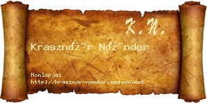 Krasznár Nándor névjegykártya